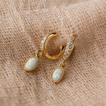 Edith Opal Huggies, Earrings, - Wander + Lust Jewelry