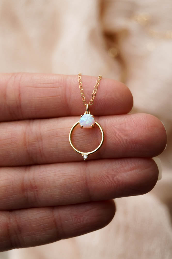 Delicate Gold Opal Necklace | Cara & Co Jewellers