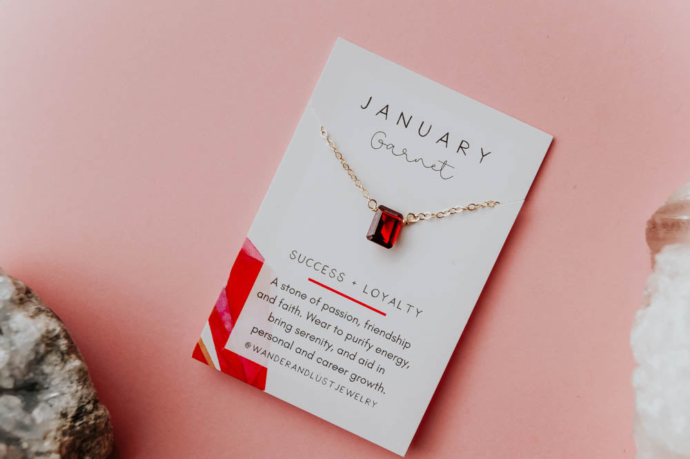 January Birthstone Necklace, Necklace, - Wander + Lust Jewelry
