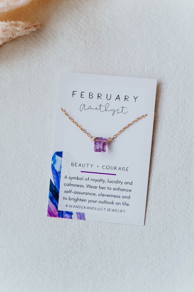 February Birthstone Necklace, Necklace, - Wander + Lust Jewelry