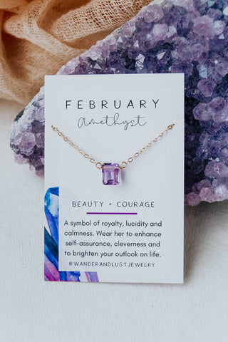 February Birthstone Necklace, Necklace, - Wander + Lust Jewelry