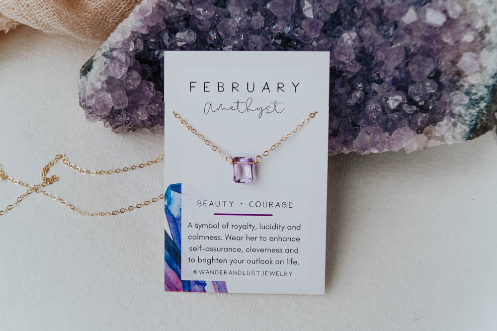 February Birthstone Necklace, Necklace, - Wander + Lust Jewelry