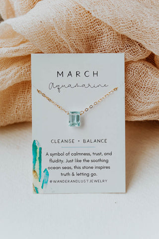 March Birthstone Necklace, Necklace, - Wander + Lust Jewelry