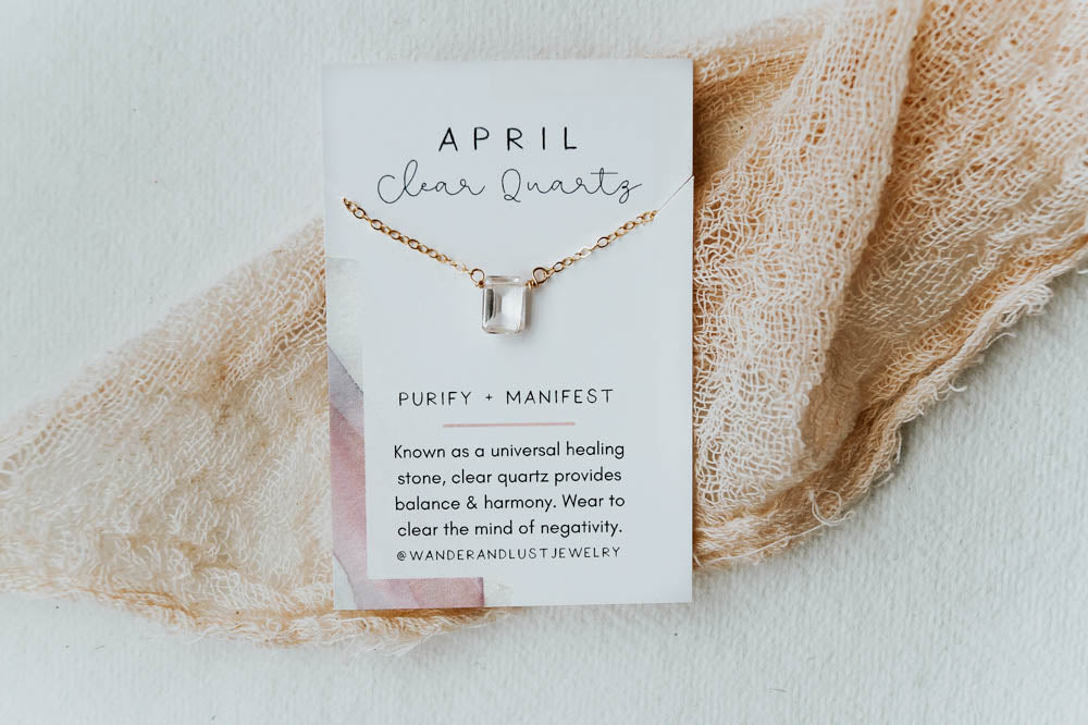 April Birthstone Necklace, Necklace, - Wander + Lust Jewelry