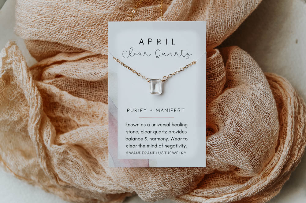 April Birthstone Necklace, Necklace, - Wander + Lust Jewelry
