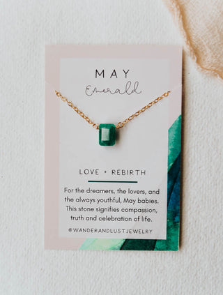 May Birthstone Necklace, Necklace, - Wander + Lust Jewelry
