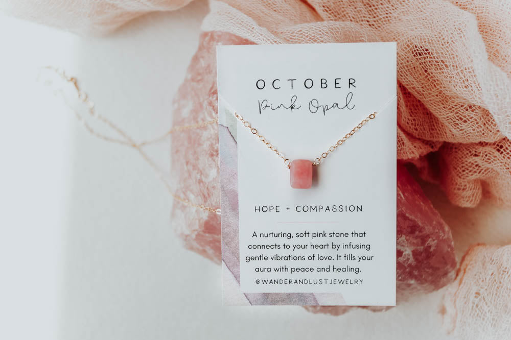 October Birthstone Necklace, Necklace, - Wander + Lust Jewelry