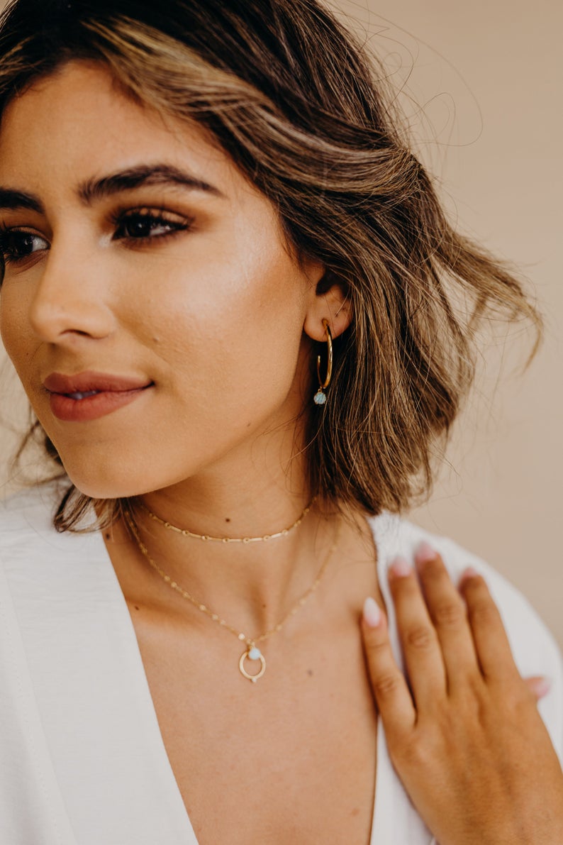 Serafina Opal Hoops, Earrings, - Wander + Lust Jewelry