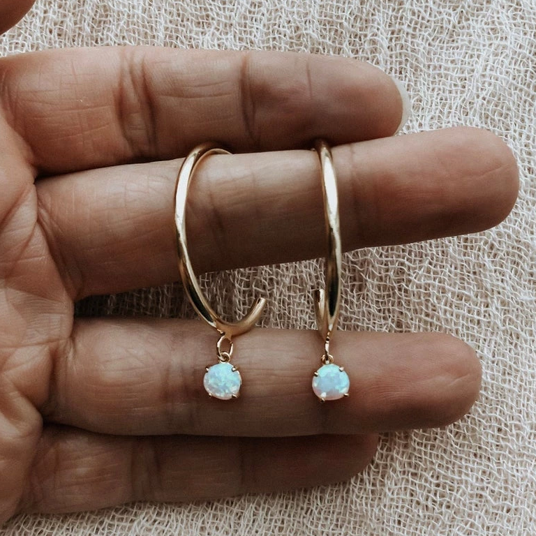 Serafina Opal Hoops, Earrings, - Wander + Lust Jewelry
