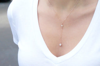 Rose Gold Y Necklace, Necklace, - Wander + Lust Jewelry