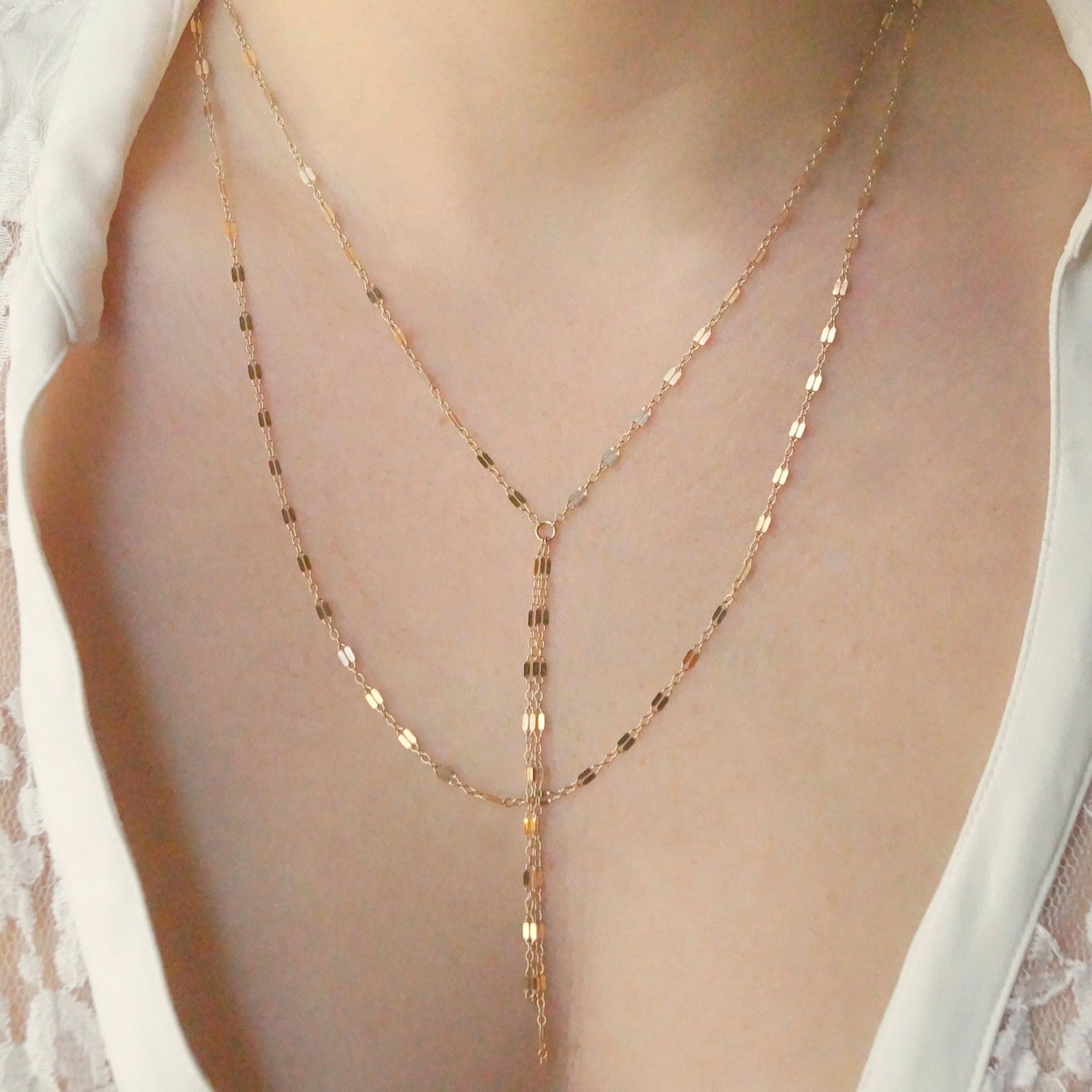 Double Strand Y Necklace, Layered Necklace, - Wander + Lust Jewelry