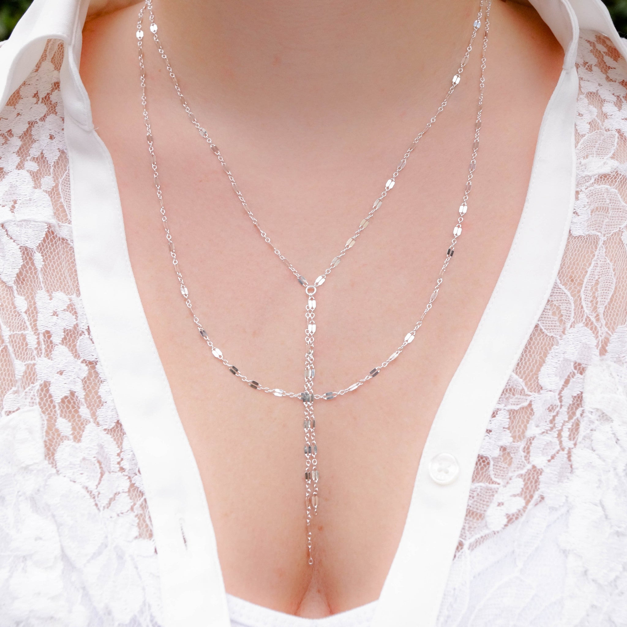 Double Strand Y Necklace, Layered Necklace, - Wander + Lust Jewelry