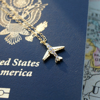 Gold Airplane Necklace  Wanderlust jewelry, Airplane necklace